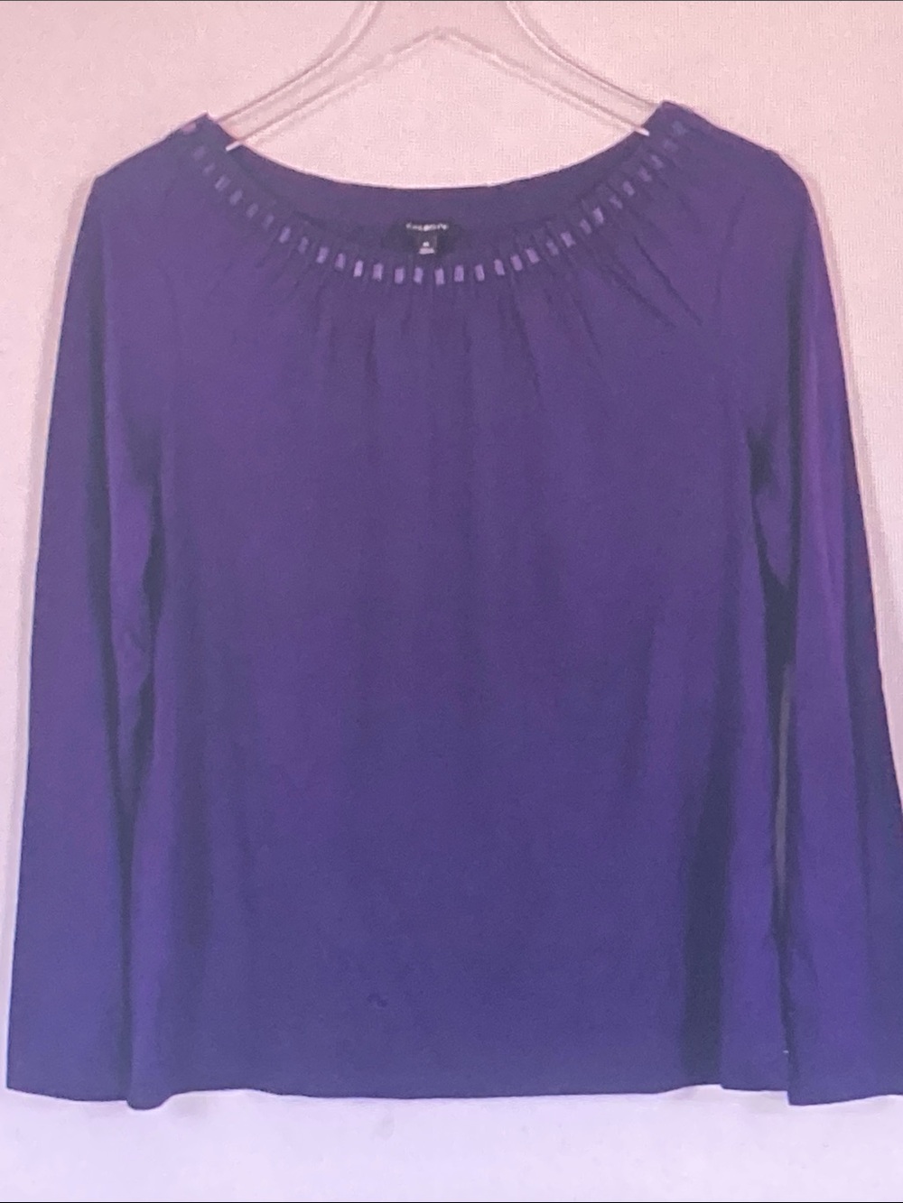 Talbots Purple Long-Sleeve Top with Cutout Neckline